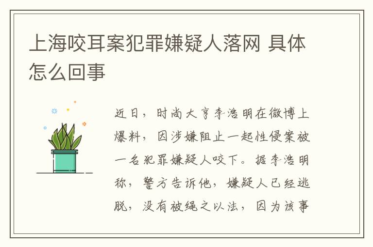 上海咬耳案犯罪嫌疑人落網(wǎng) 具體怎么回事