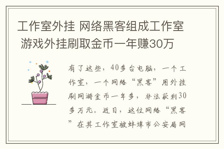 工作室外掛 網(wǎng)絡(luò)黑客組成工作室 游戲外掛刷取金幣一年賺30萬(wàn)