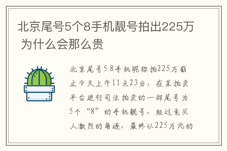 北京尾號(hào)5個(gè)8手機(jī)靚號(hào)拍出225萬(wàn) 為什么會(huì)那么貴