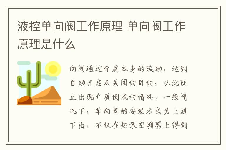 液控單向閥工作原理 單向閥工作原理是什么