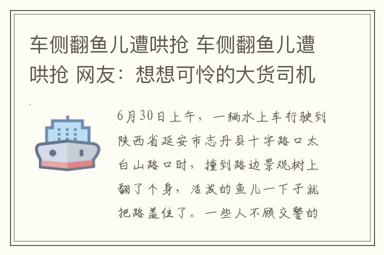 車側翻魚兒遭哄搶 車側翻魚兒遭哄搶 網友：想想可憐的大貨司機你們能吃的下去嗎？