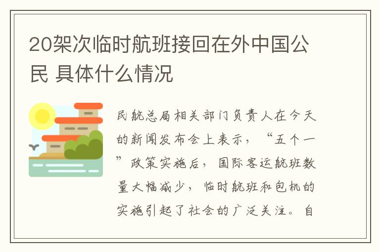 20架次臨時航班接回在外中國公民 具體什么情況