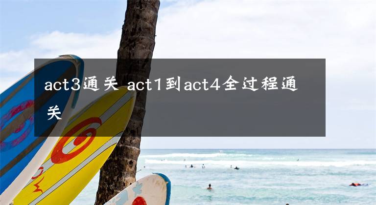 act3通關(guān) act1到act4全過程通關(guān)