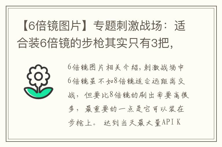 【6倍鏡圖片】專題刺激戰(zhàn)場：適合裝6倍鏡的步槍其實只有3把，壓不住槍不是你的錯