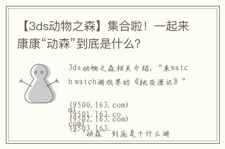 【3ds動(dòng)物之森】集合啦！一起來(lái)康康“動(dòng)森”到底是什么？