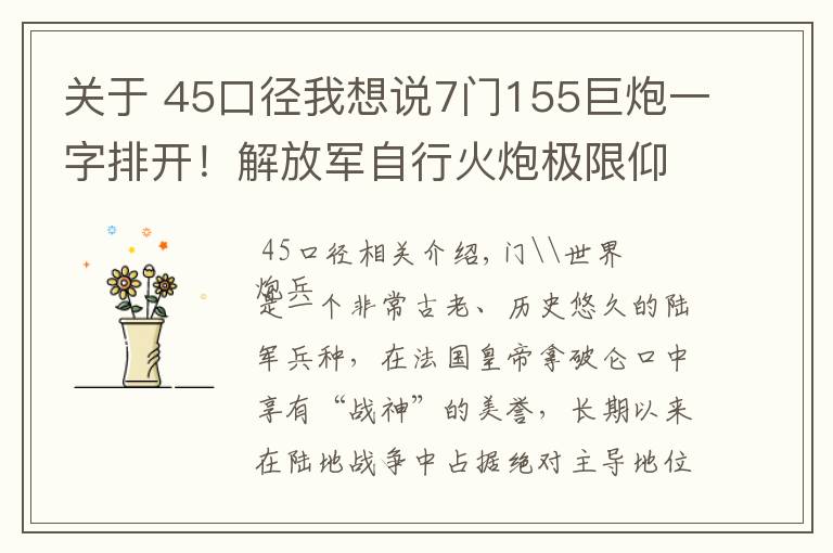 關(guān)于 45口徑我想說7門155巨炮一字排開！解放軍自行火炮極限仰角：跨山吊射飛躍高原