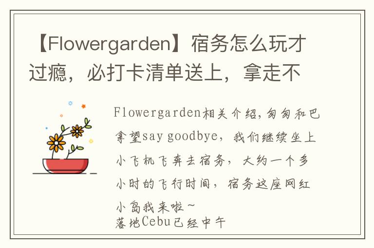 【Flowergarden】宿務怎么玩才過癮，必打卡清單送上，拿走不謝