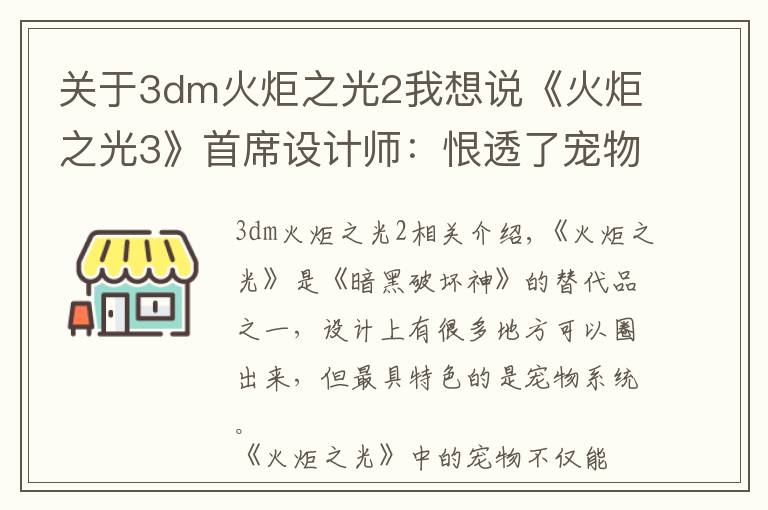 關(guān)于3dm火炬之光2我想說(shuō)《火炬之光3》首席設(shè)計(jì)師：恨透了寵物賣裝備的功能