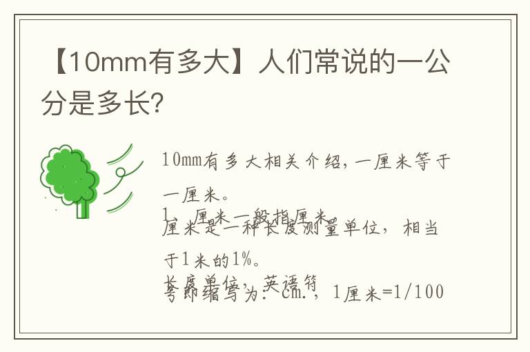 【10mm有多大】人們常說的一公分是多長？