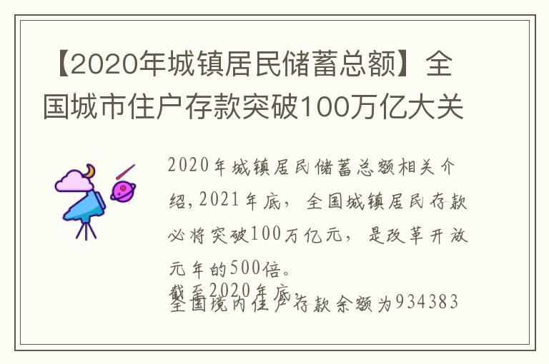 【2020年城鎮(zhèn)居民儲(chǔ)蓄總額】全國城市住戶存款突破100萬億大關(guān)，看你的家鄉(xiāng)人均存款排在哪里