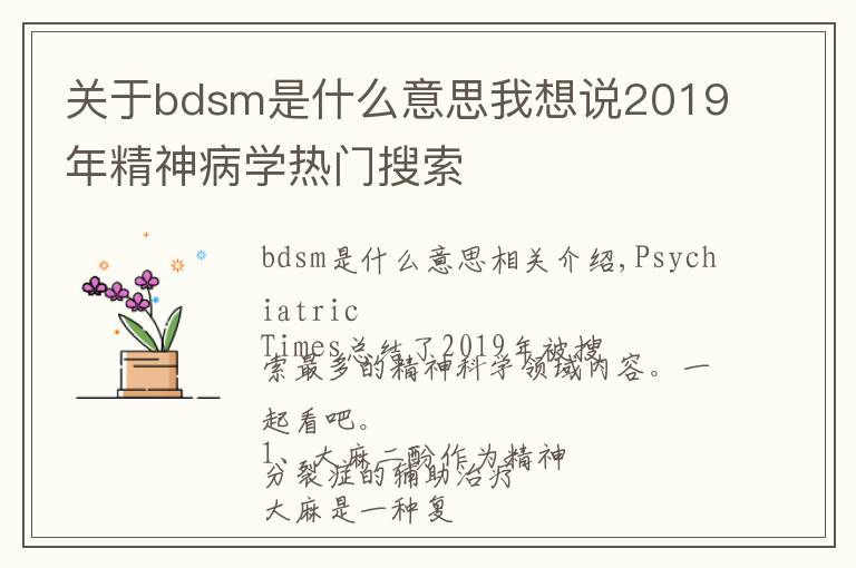 關(guān)于bdsm是什么意思我想說2019年精神病學(xué)熱門搜索