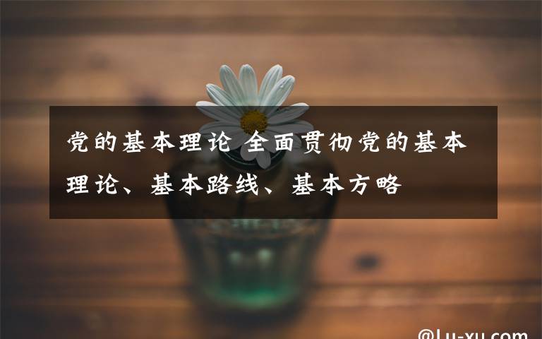 黨的基本理論 全面貫徹黨的基本理論、基本路線、基本方略