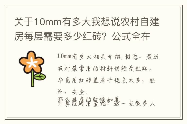 關(guān)于10mm有多大我想說(shuō)農(nóng)村自建房每層需要多少紅磚？公式全在這里，看完你就懂了