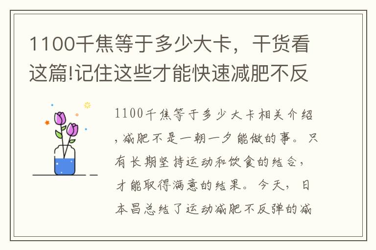 1100千焦等于多少大卡，干貨看這篇!記住這些才能快速減肥不反彈