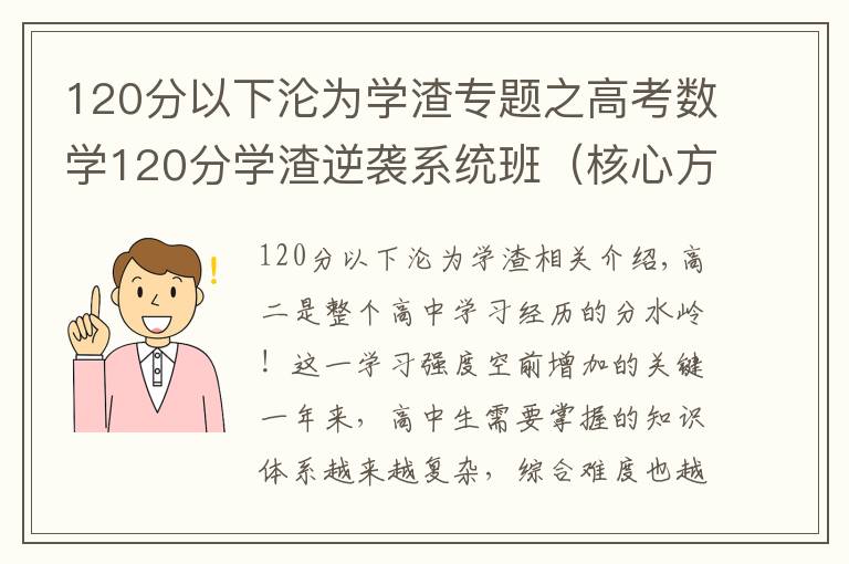 120分以下淪為學(xué)渣專題之高考數(shù)學(xué)120分學(xué)渣逆襲系統(tǒng)班（核心方法+秒殺技巧+解題大招）