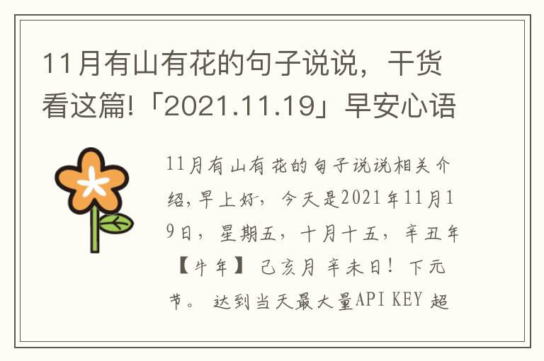 11月有山有花的句子說說，干貨看這篇!「2021.11.19」早安心語，正能量暖心說說句子，勵志語錄唯美圖片