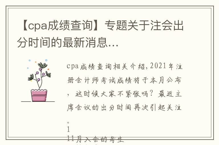 【cpa成績查詢】專題關(guān)于注會出分時間的最新消息…