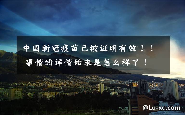 中國新冠疫苗已被證明有效??！ 事情的詳情始末是怎么樣了！