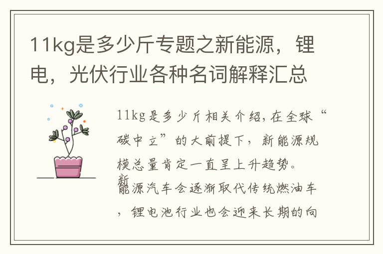 11kg是多少斤專題之新能源，鋰電，光伏行業(yè)各種名詞解釋匯總（建議收藏）