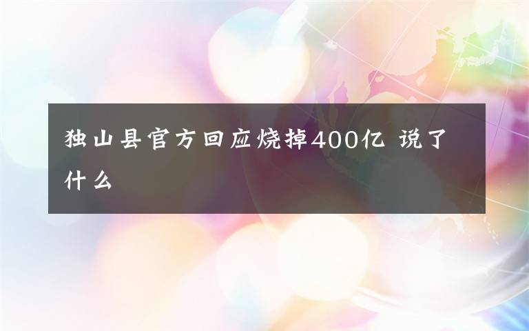 獨(dú)山縣官方回應(yīng)燒掉400億 說了什么