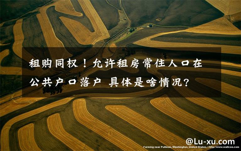 租購(gòu)?fù)瑱?quán)！允許租房常住人口在公共戶(hù)口落戶(hù) 具體是啥情況?