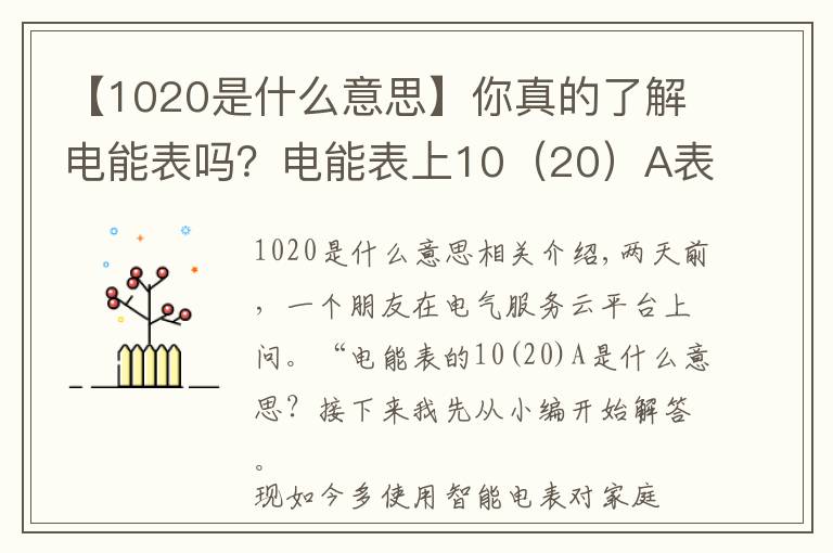 【1020是什么意思】你真的了解電能表嗎？電能表上10（20）A表示什么意思？