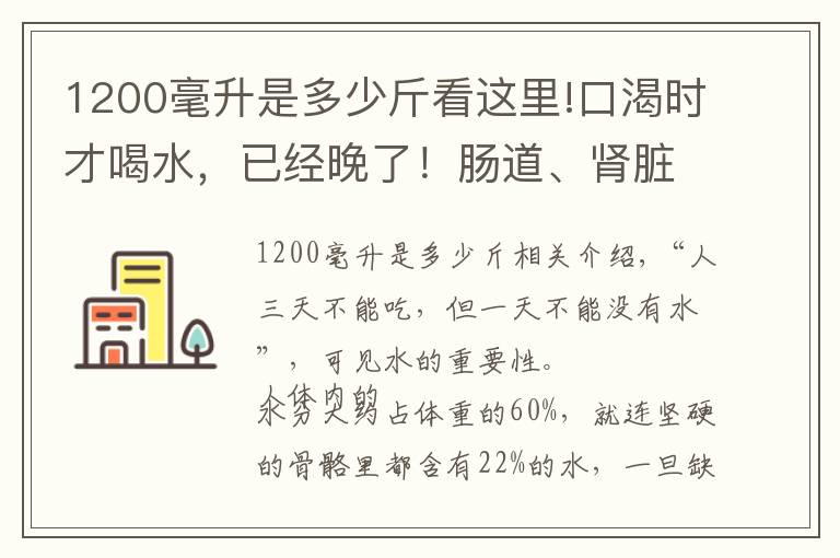 1200毫升是多少斤看這里!口渴時才喝水，已經晚了！腸道、腎臟，甚至大腦都受傷！正確喝水指南請查收