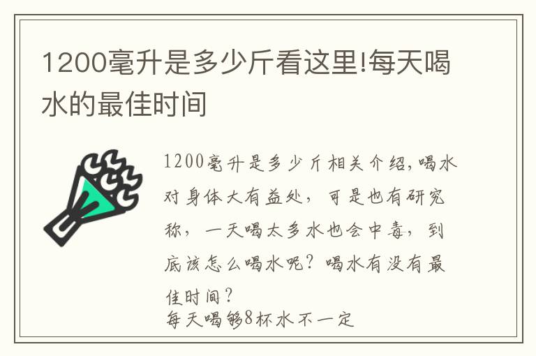 1200毫升是多少斤看這里!每天喝水的最佳時間