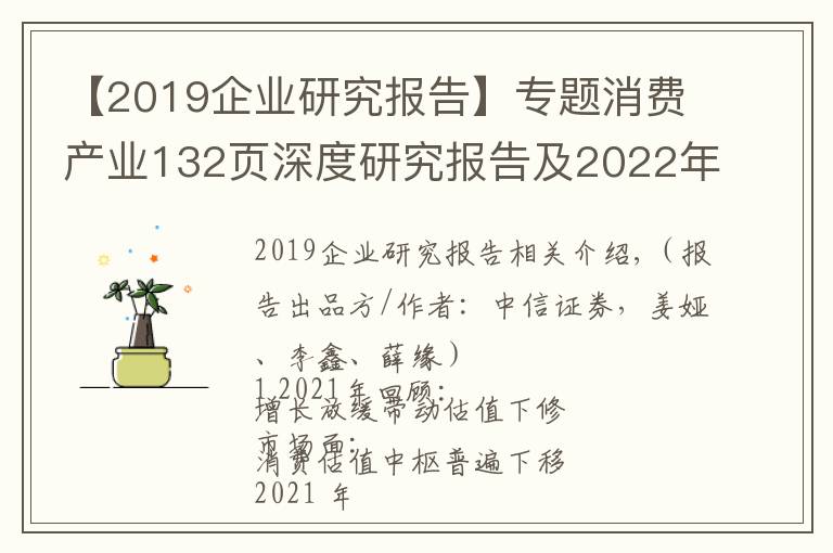 【2019企業(yè)研究報(bào)告】專題消費(fèi)產(chǎn)業(yè)132頁深度研究報(bào)告及2022年投資策略