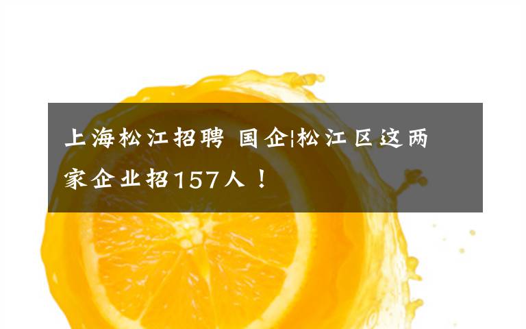 上海松江招聘 國企|松江區(qū)這兩家企業(yè)招157人！