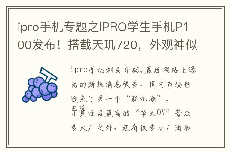 ipro手機(jī)專題之IPRO學(xué)生手機(jī)P100發(fā)布！搭載天璣720，外觀神似iPhone X