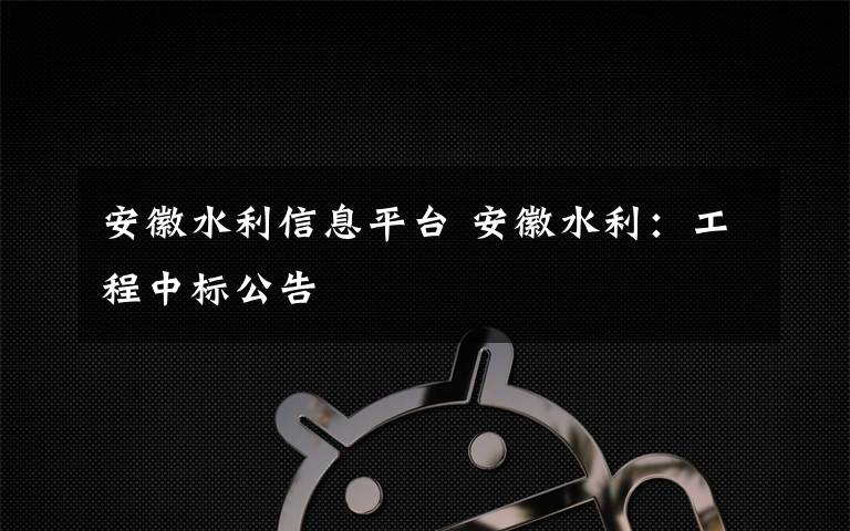 安徽水利信息平臺 安徽水利：工程中標公告