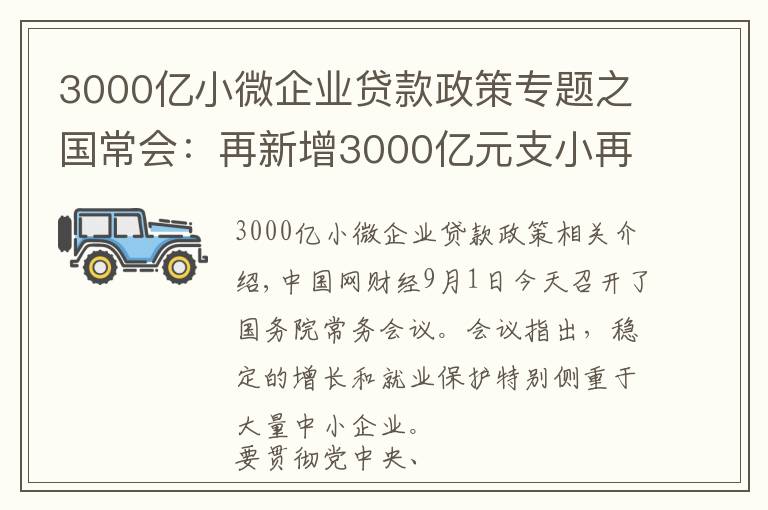 3000億小微企業(yè)貸款政策專題之國常會：再新增3000億元支小再貸款額度 加大對中小微企業(yè)支持力度