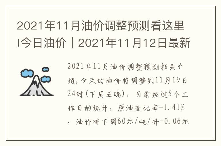 2021年11月油價調(diào)整預(yù)測看這里!今日油價｜2021年11月12日最新汽油，柴油價格，下周油價調(diào)整