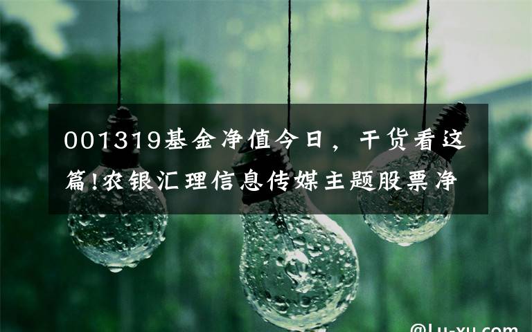 001319基金凈值今日，干貨看這篇!農(nóng)銀匯理信息傳媒主題股票凈值上漲3.12% 請保持關注