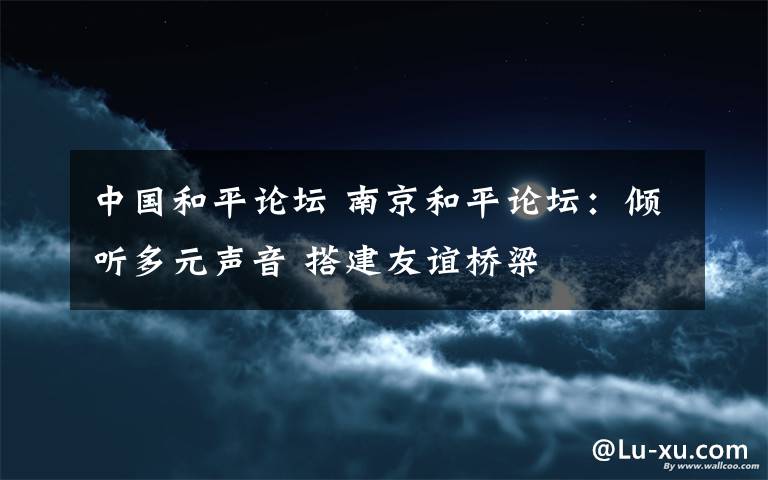 中國和平論壇 南京和平論壇：傾聽多元聲音 搭建友誼橋梁