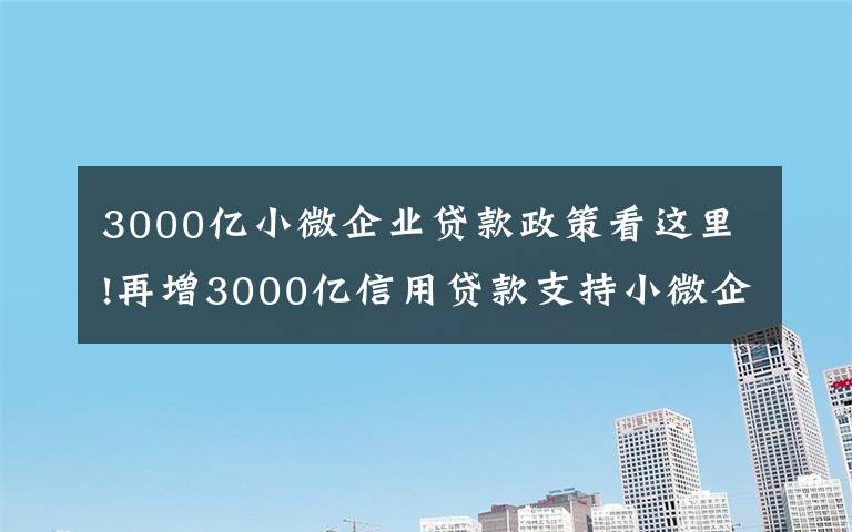 3000億小微企業(yè)貸款政策看這里!再增3000億信用貸款支持小微企業(yè)，政策來了您準備好了嗎