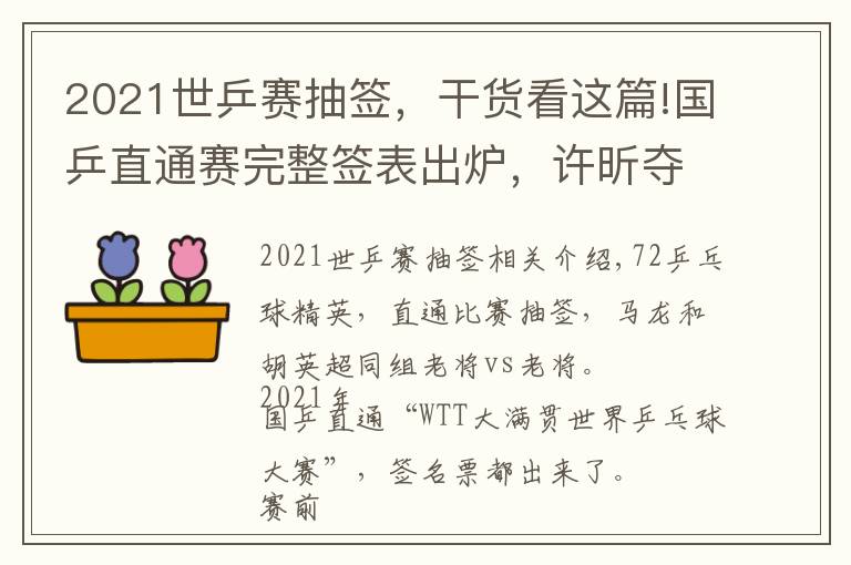 2021世乒賽抽簽，干貨看這篇!國乒直通賽完整簽表出爐，許昕奪冠路不好走，劉詩雯復(fù)出對(duì)手是誰