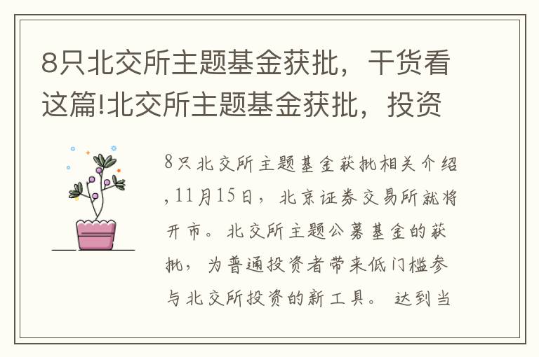 8只北交所主題基金獲批，干貨看這篇!北交所主題基金獲批，投資者可實現(xiàn)低門檻參與