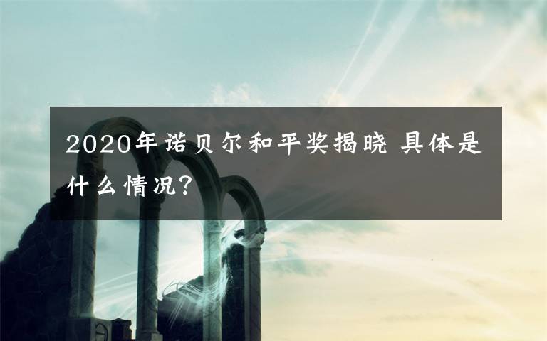 2020年諾貝爾和平獎揭曉 具體是什么情況？