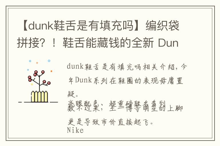 【dunk鞋舌是有填充嗎】編織袋拼接？！鞋舌能藏錢的全新 Dunk 明年發(fā)售