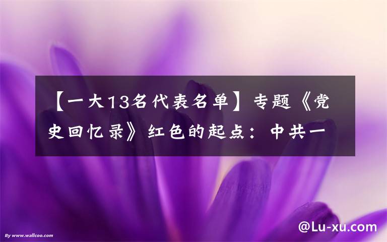 【一大13名代表名單】專題《黨史回憶錄》紅色的起點：中共一大代表名單