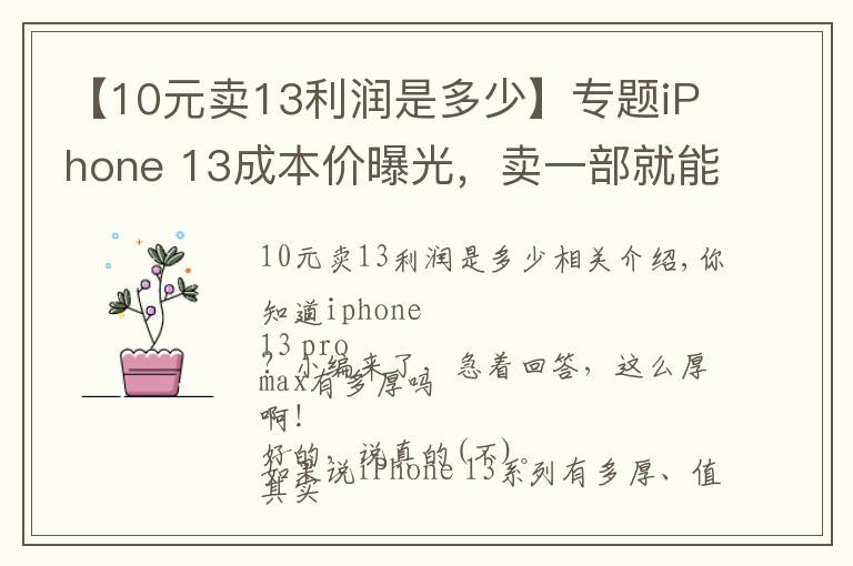 【10元賣13利潤是多少】專題iPhone 13成本價曝光，賣一部就能掙5000多？