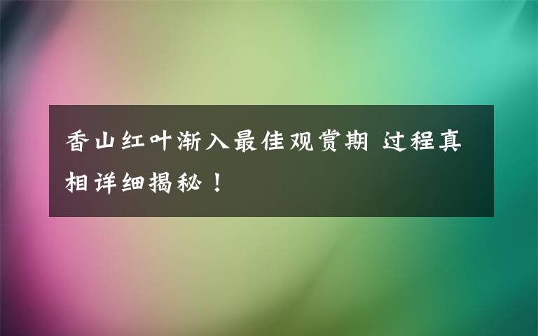 香山紅葉漸入最佳觀賞期 過(guò)程真相詳細(xì)揭秘！