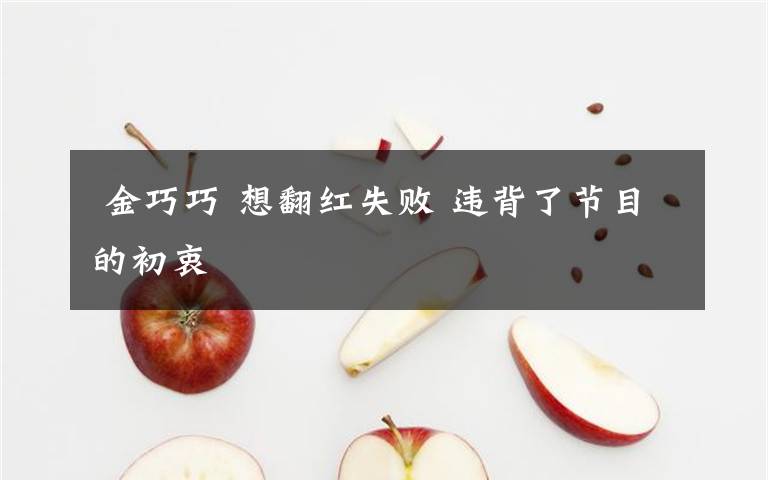  金巧巧 想翻紅失敗 違背了節(jié)目的初衷