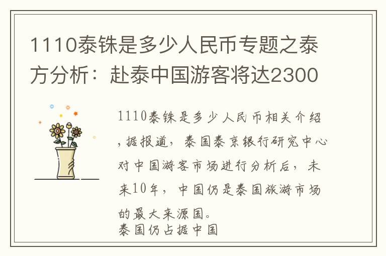 1110泰銖是多少人民幣專題之泰方分析：赴泰中國(guó)游客將達(dá)2300萬(wàn)每年 十年內(nèi)仍是其最大旅游來(lái)源國(guó)