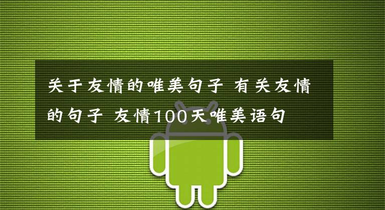 關(guān)于友情的唯美句子 有關(guān)友情的句子 友情100天唯美語句