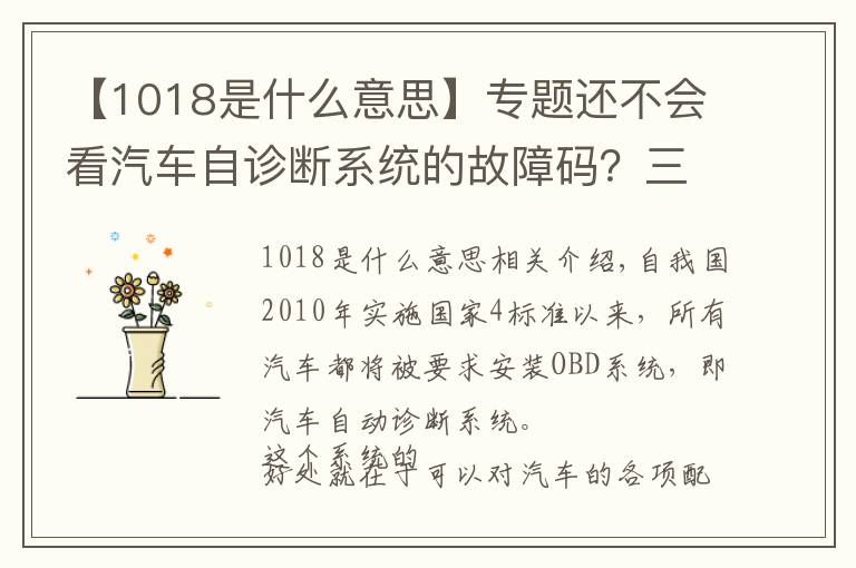 【1018是什么意思】專題還不會看汽車自診斷系統(tǒng)的故障碼？三分鐘教你怎么解決