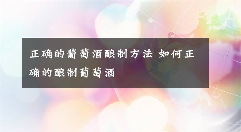 正確的葡萄酒釀制方法 如何正確的釀制葡萄酒