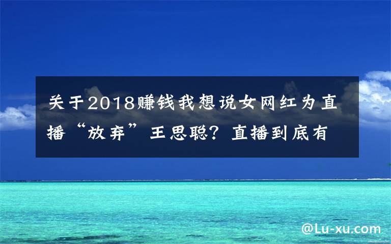 關(guān)于2018賺錢我想說女網(wǎng)紅為直播“放棄”王思聰？直播到底有多賺錢